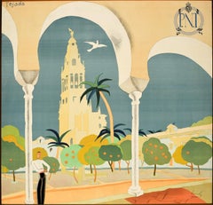 Original Vintage Travel Poster Cordoba Corte De Los Califas Court Of The Caliphs