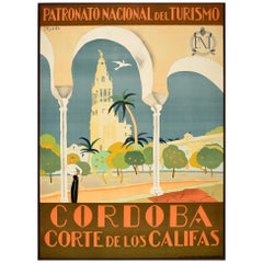 Original Vintage Travel Poster Cordoba Corte De Los Califas Court Of The Caliphs
