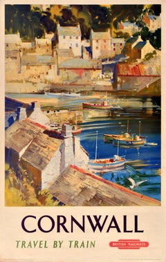 Original Vintage Travel Poster Cornwall Polperro British Railways Frank Wootton