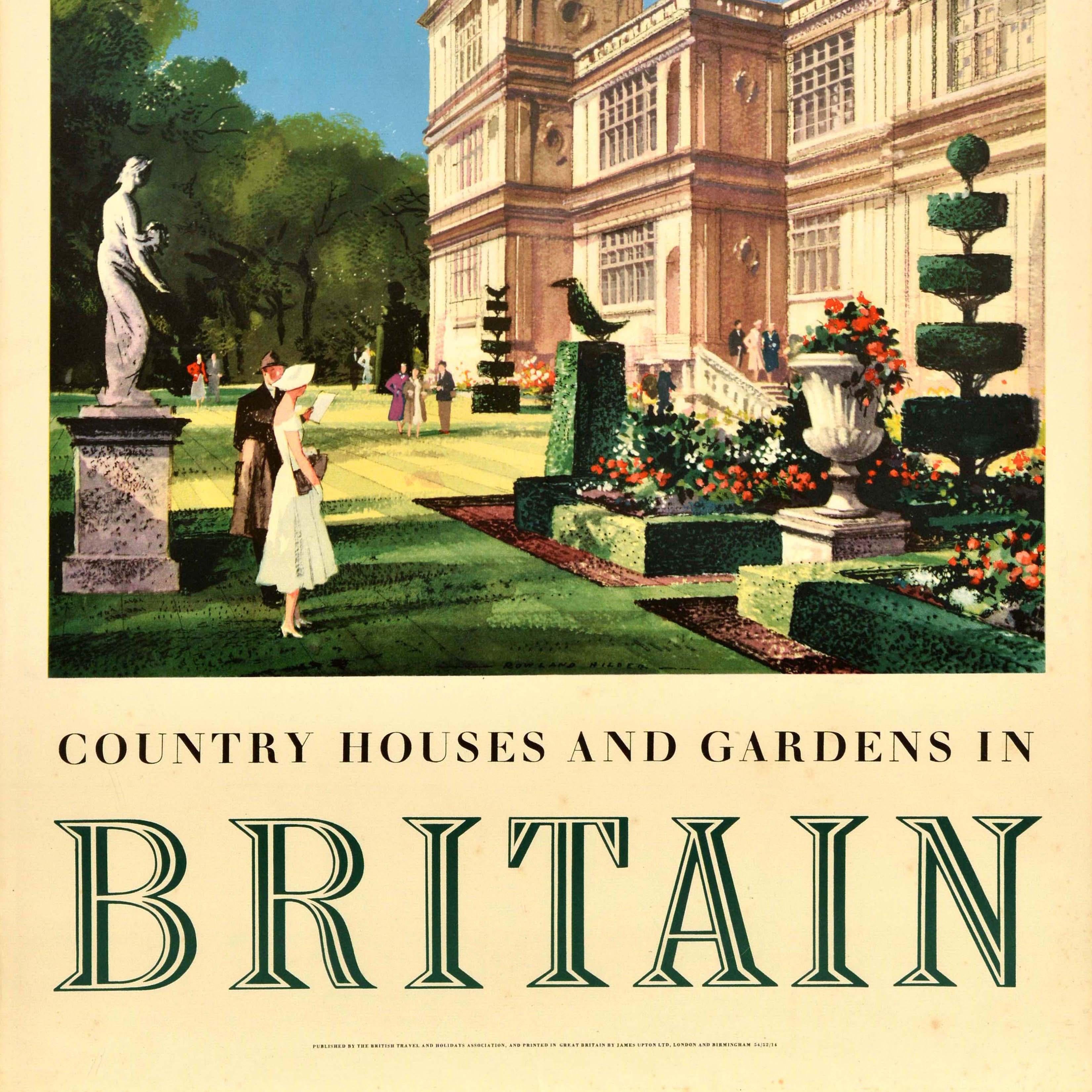 Póster de viaje original de época Casas de campo y jardines de Gran Bretaña R Hilder en Bueno estado para la venta en London, GB