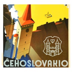 Affiche rétro originale de voyage en Tchécoslovaquie, Jicin Prachov, Rocheuses, Tourisme