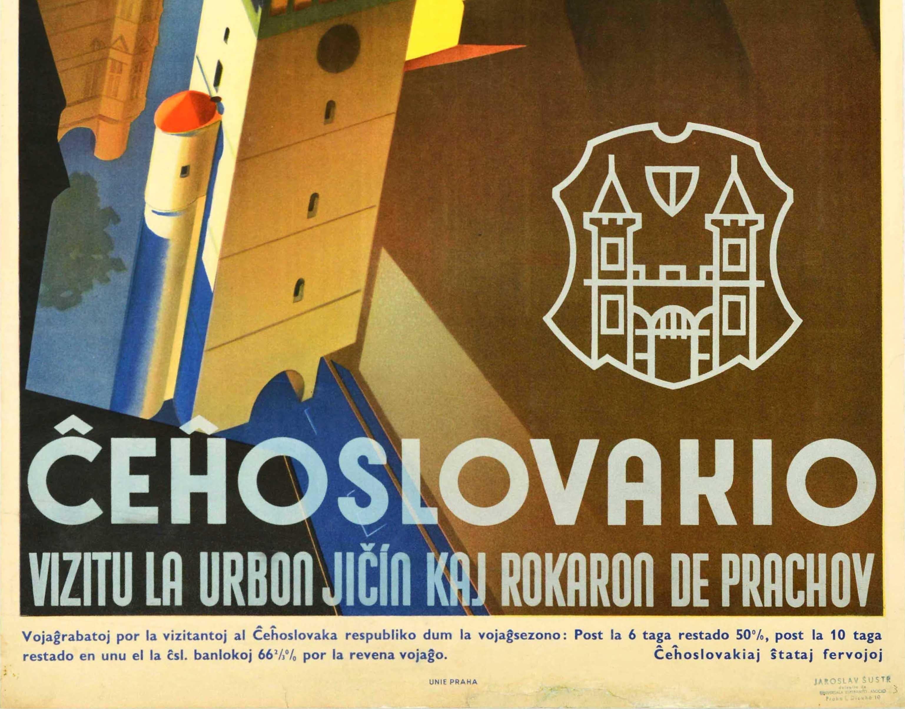 Mid-20th Century Original Vintage Travel Poster Czechoslovakia Jicin Prachov Rocks Tourism Art For Sale
