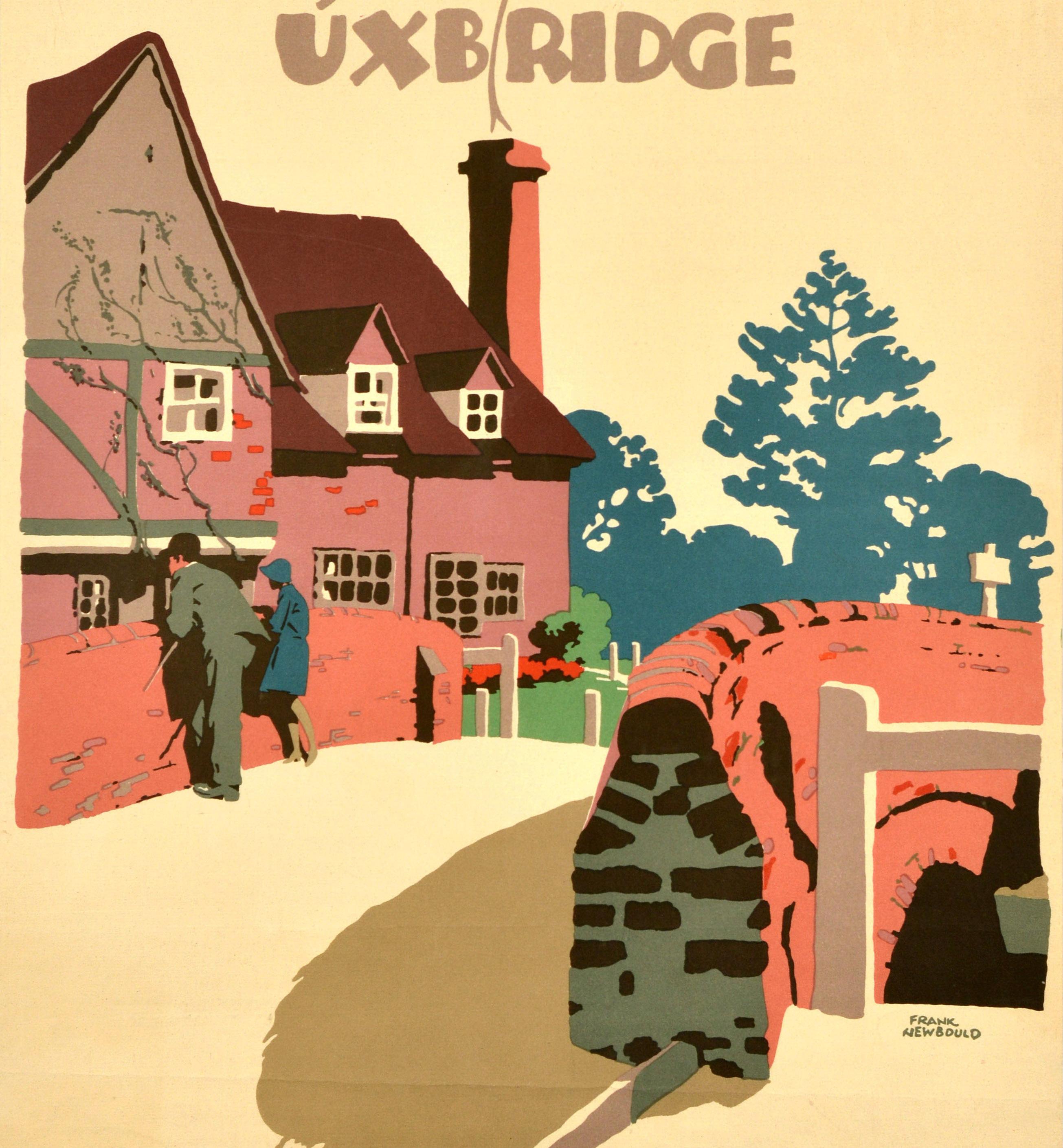 British Original Vintage Travel Poster Denham By Tram To Uxbridge Frank Newbould London For Sale