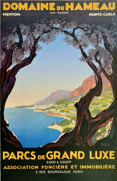 Original Vintage Travel Poster Domaine Du Hameau Cap Martin Cote d'Azur Broders