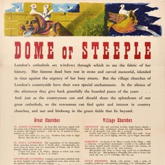 Original Vintage Travel Poster Dome Or Steeple Churches London Transport