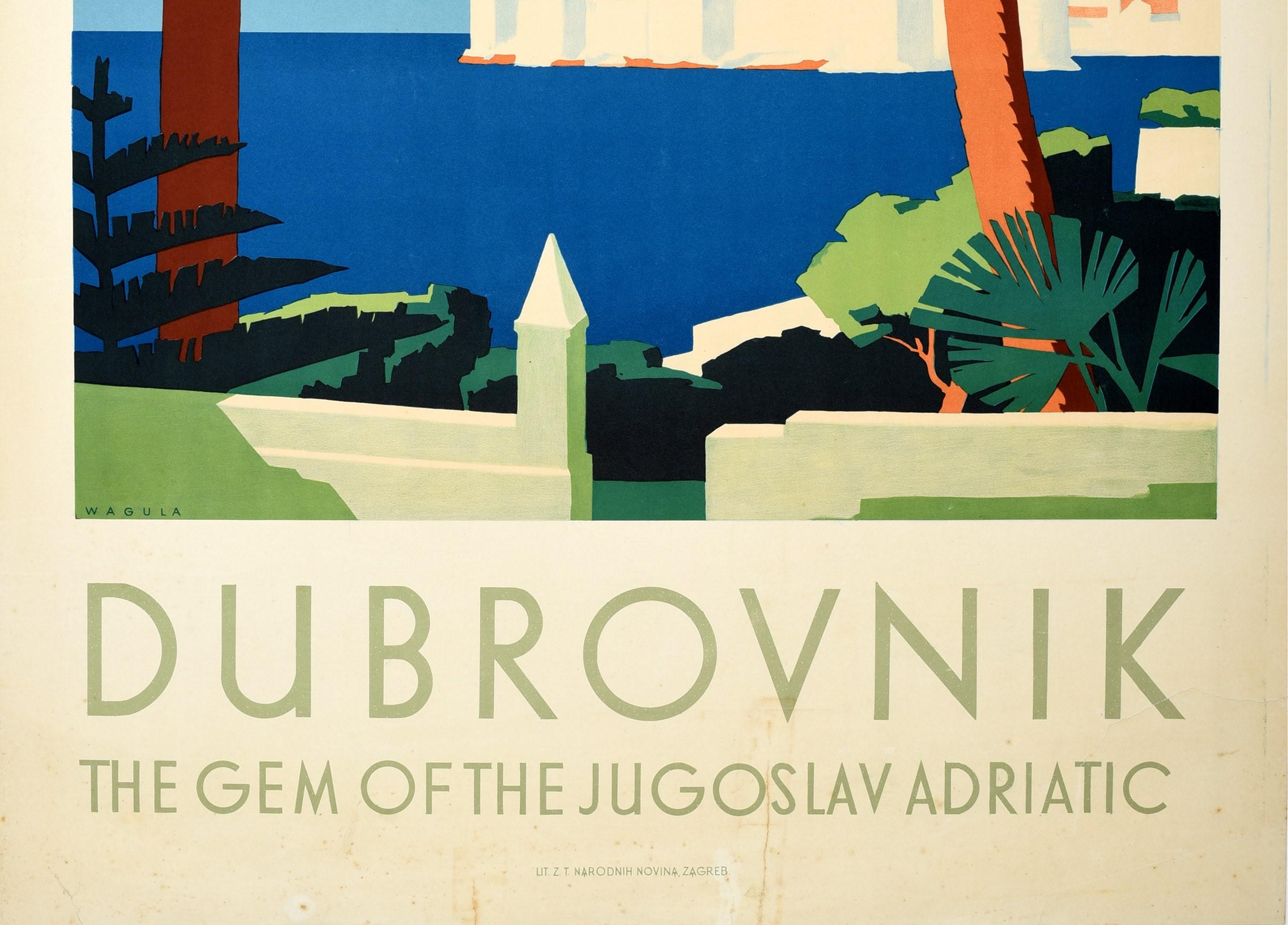 Art Deco Original Vintage Travel Poster Dubrovnik Gem Of The Jugoslav Adriatic Sea City