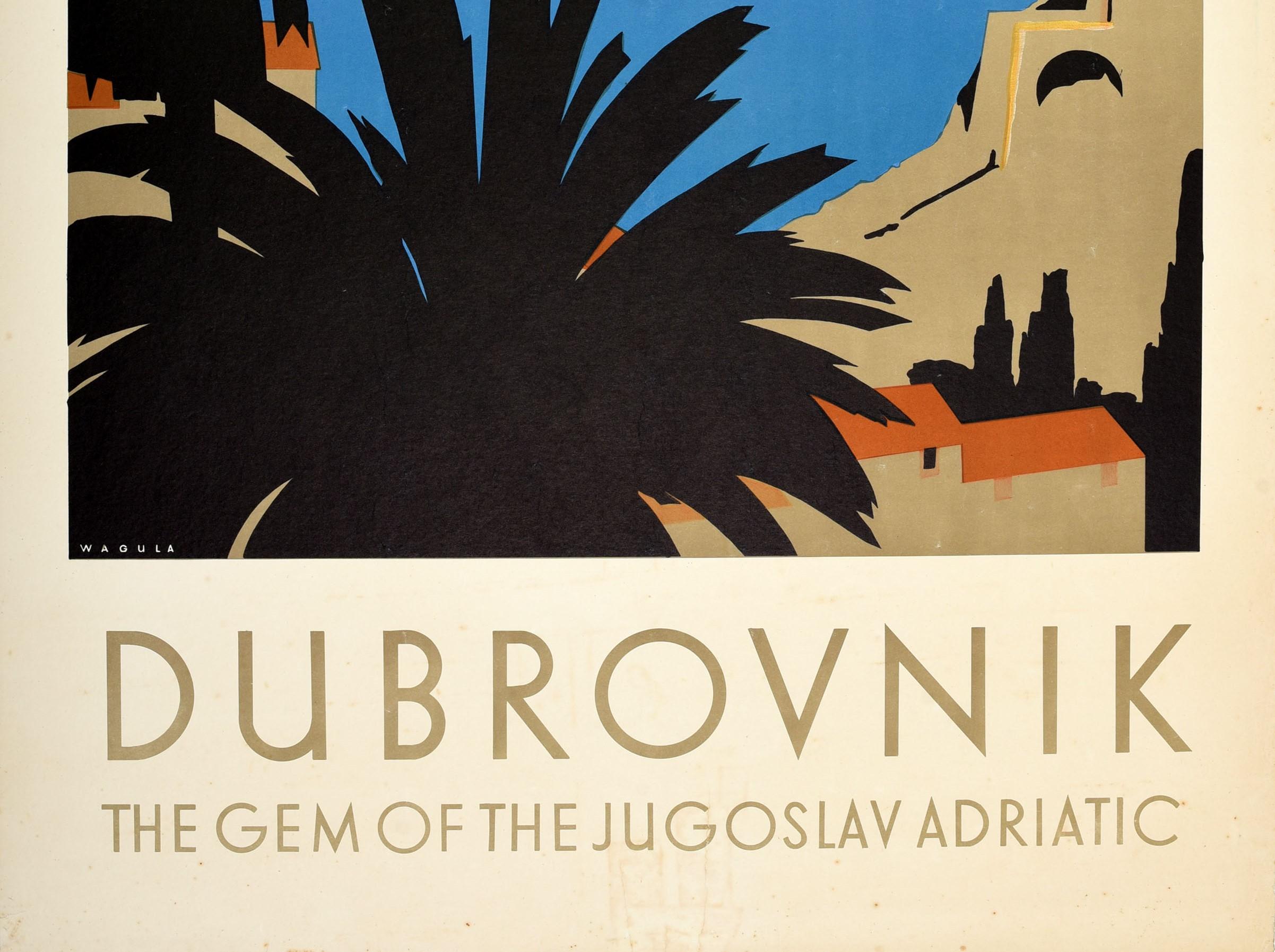 Art Deco Original Vintage Travel Poster Dubrovnik Jugoslavia Gem Of The Adriatic Coast For Sale