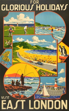Original Vintage Travel Poster East London South Africa Glorious Holidays