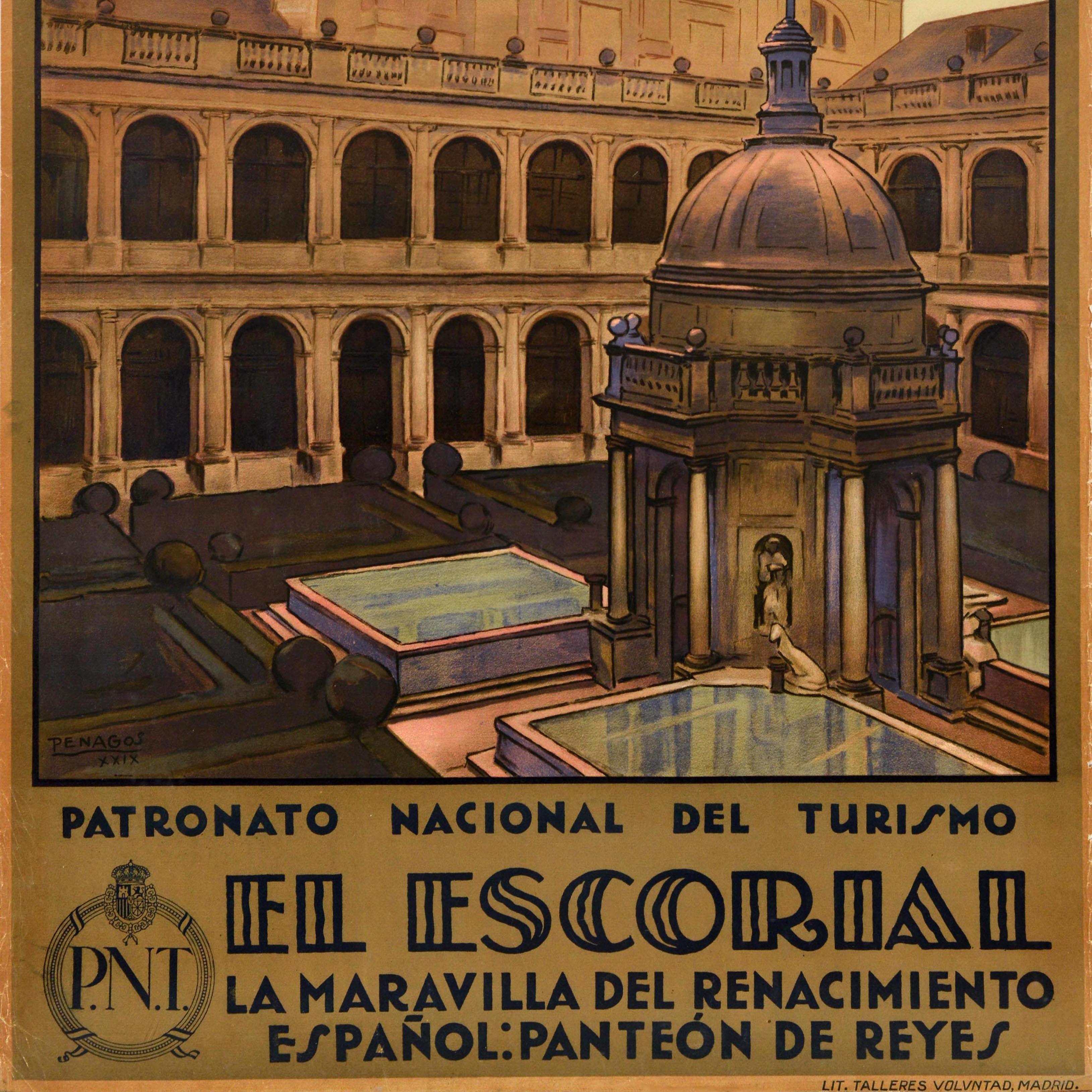 Poster di viaggio d'epoca El Escorial, meraviglia del Rinascimento in Spagna In condizioni buone in vendita a London, GB