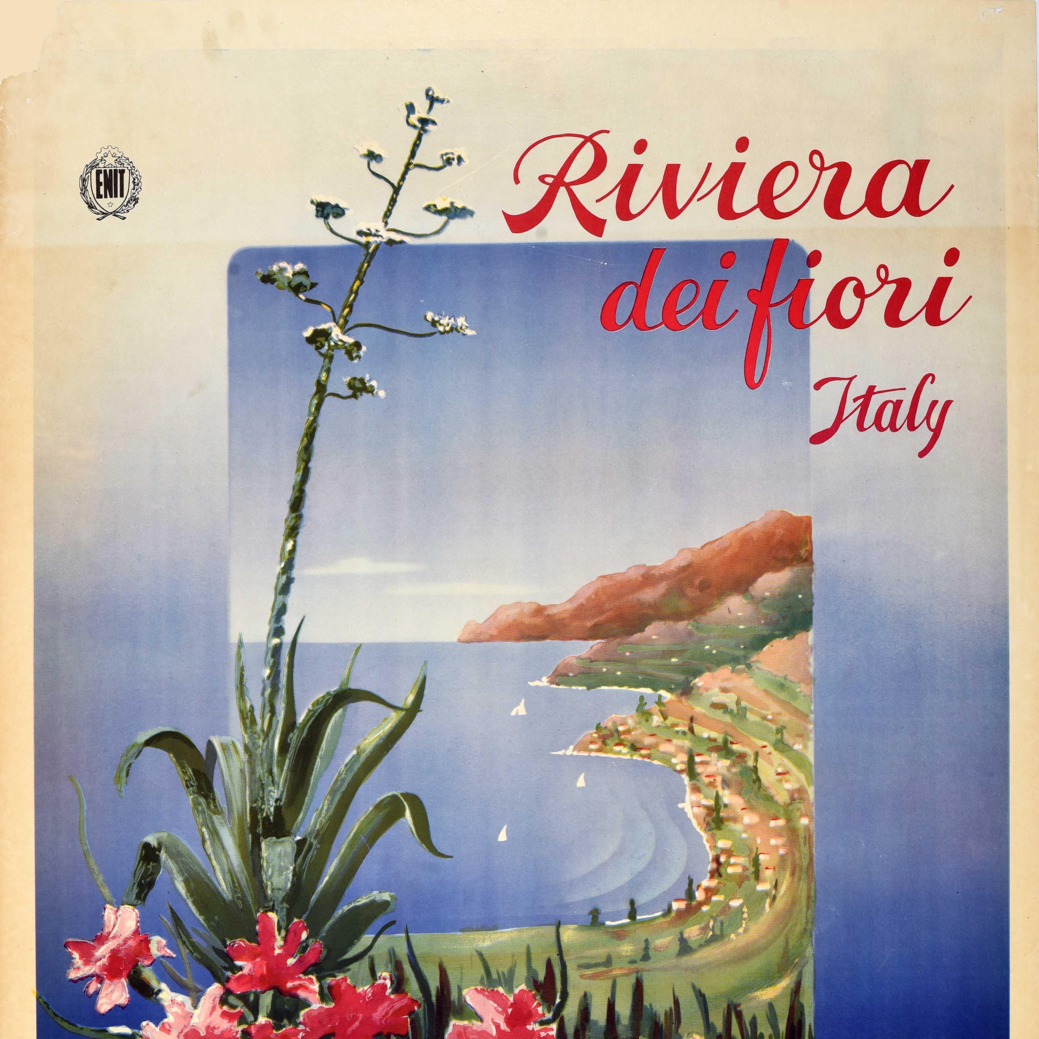 Italiano Poster di viaggio originale d'epoca ENIT Sanremo Alassio Riviera Dei Fiori Italia in vendita