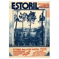 Original Vintage Travel Poster Estoril Palacio Hotel Golf Tennis Resort Portugal