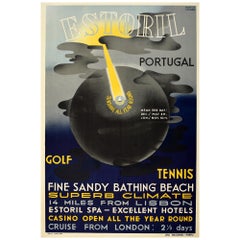 Original Vintage Travel Poster Estoril Portugal Sunshine All Year Round Cruise
