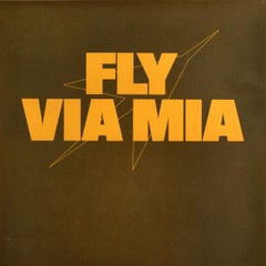 Original Vintage Travel Poster Fly Via Mia Manchester International Airport