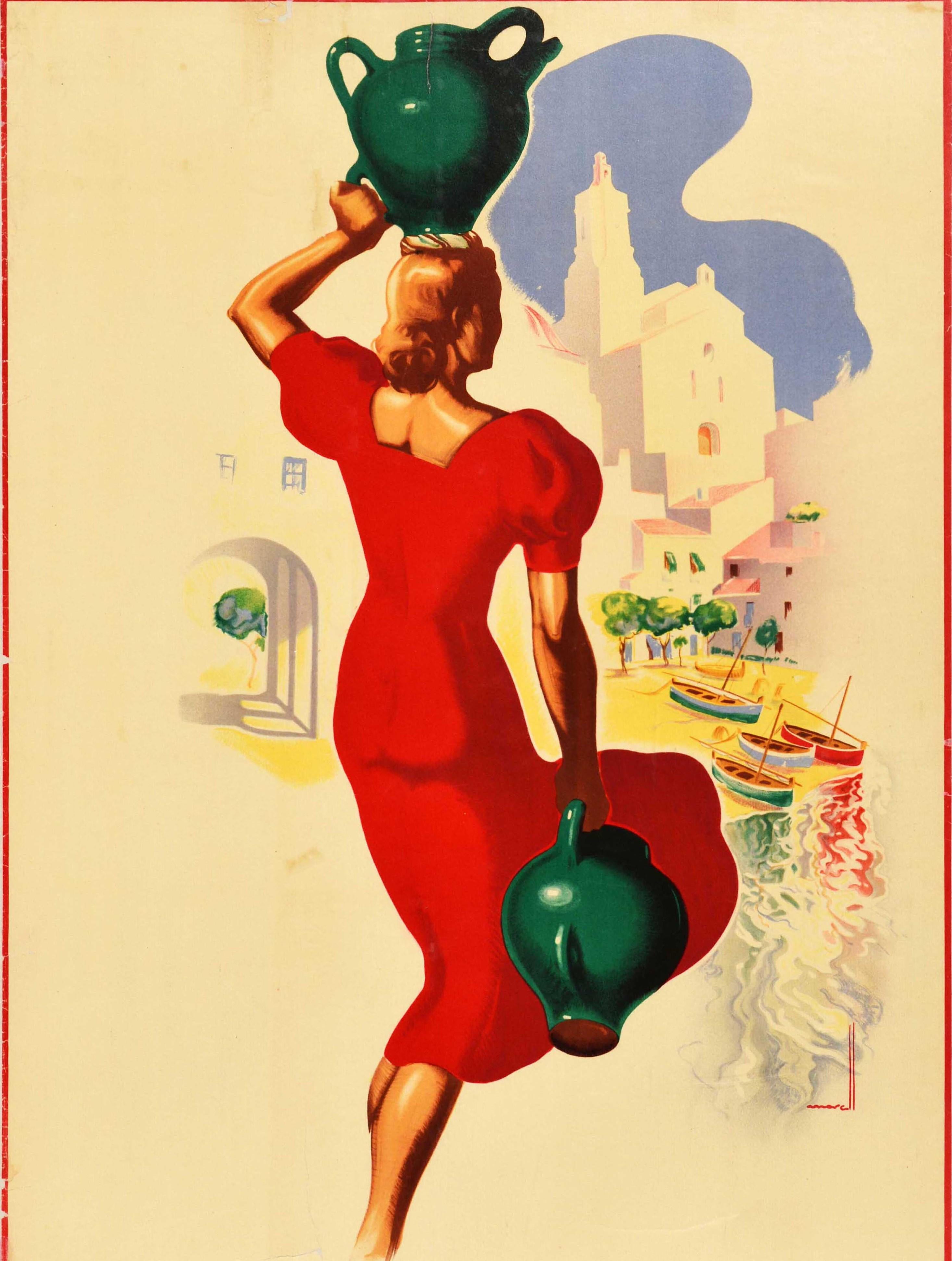 Spanish Original Vintage Travel Poster For Espana Spain Lady In Red Artwork Jose Morell