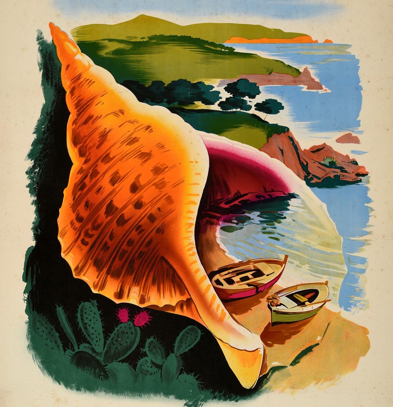 Spanish Original Vintage Travel Poster For Gerona Espana Mediterranean Costa Brava Spain