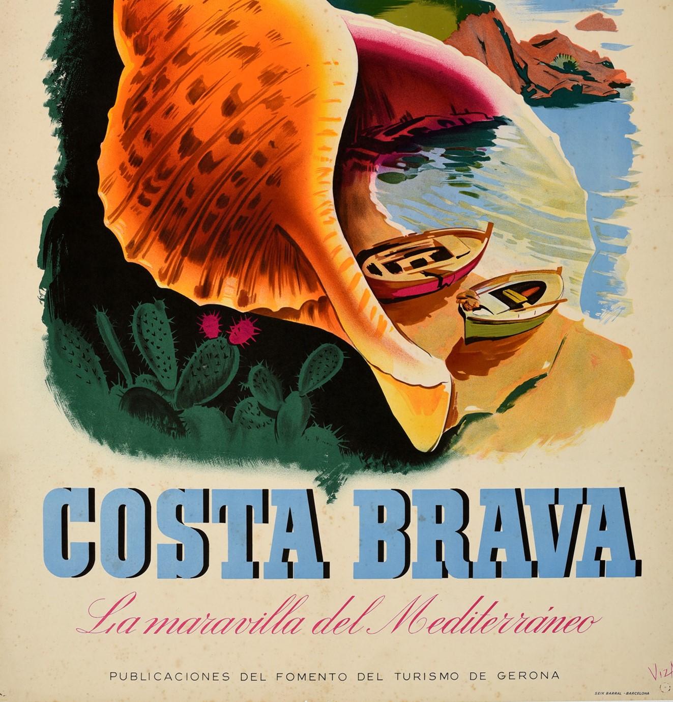Original Vintage Travel Poster For Gerona Espana Mediterranean Costa Brava Spain In Good Condition In London, GB