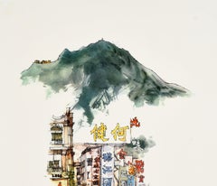 Original Vintage Travel Poster For Hong Kong Victoria Peak Sampan Boat Asia Art