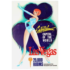 Original Vintage Travel Poster for Las Vegas Entertainment Capital Of The World