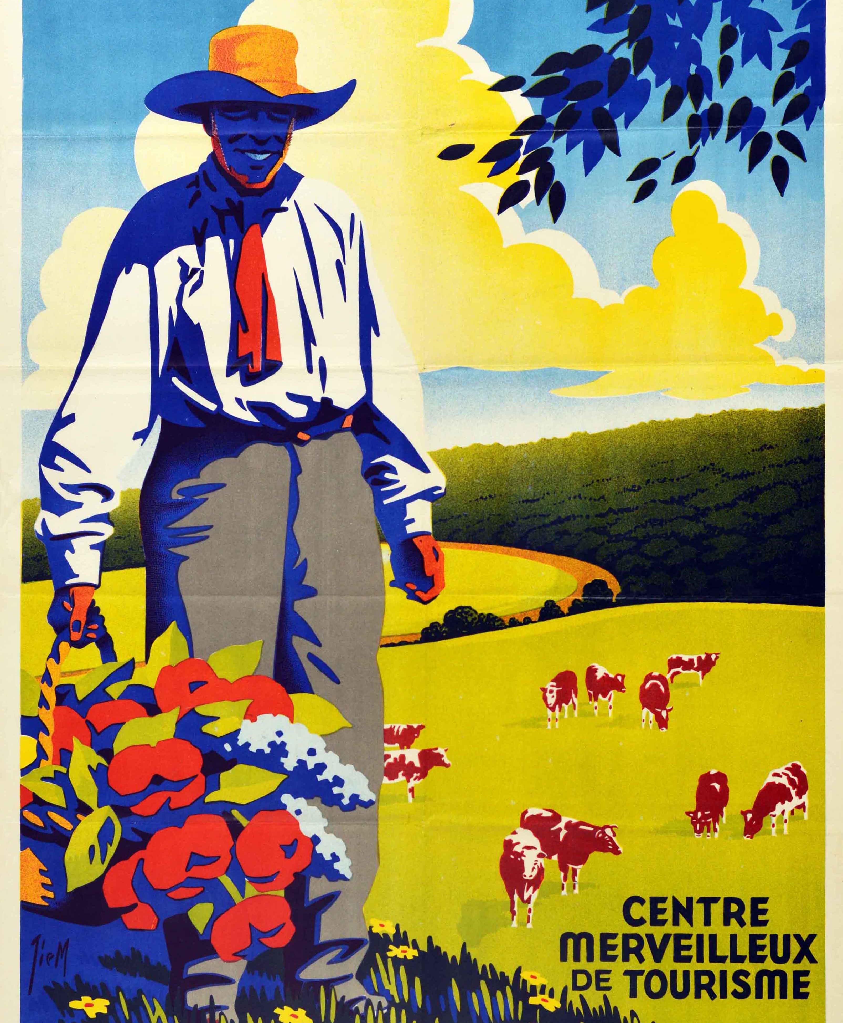 Original Vintage Travel Poster For Mariembourg Namur Belgium Flowers Countryside In Good Condition In London, GB