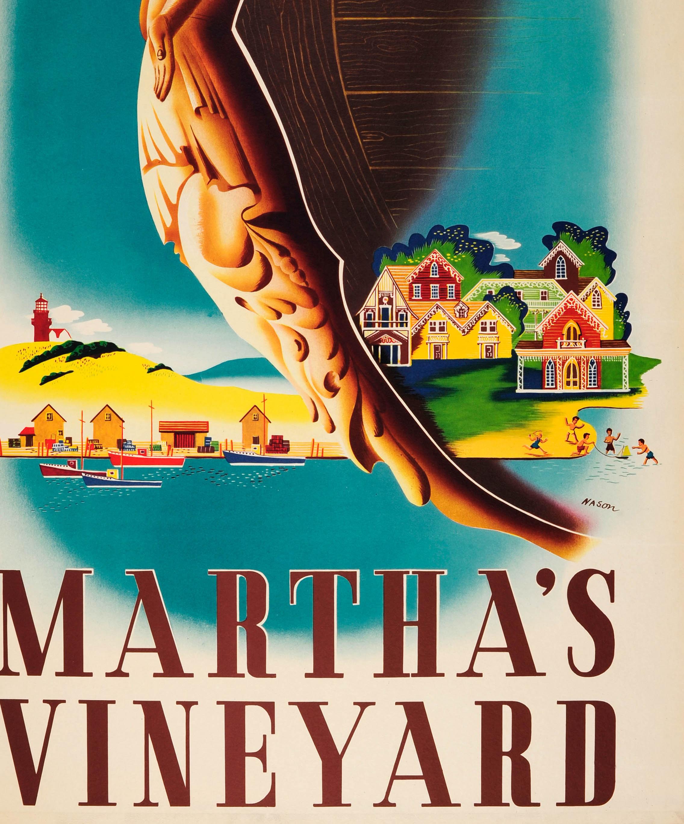 1930s Nantucket New York England Vintage Railroad Travel Advertisement Poster 