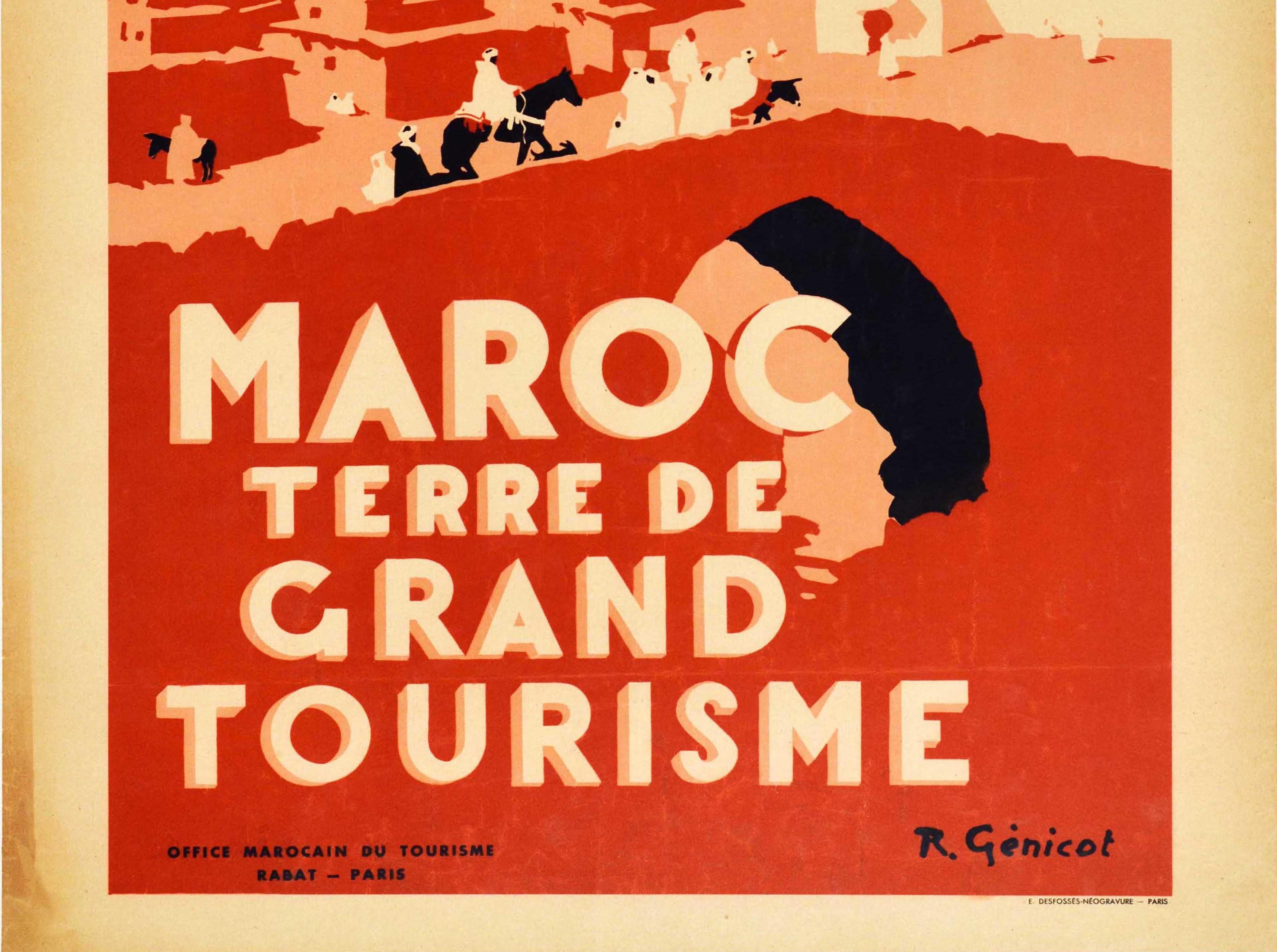 French Original Vintage Travel Poster For Morocco Africa Maroc Terre De Grand Tourisme