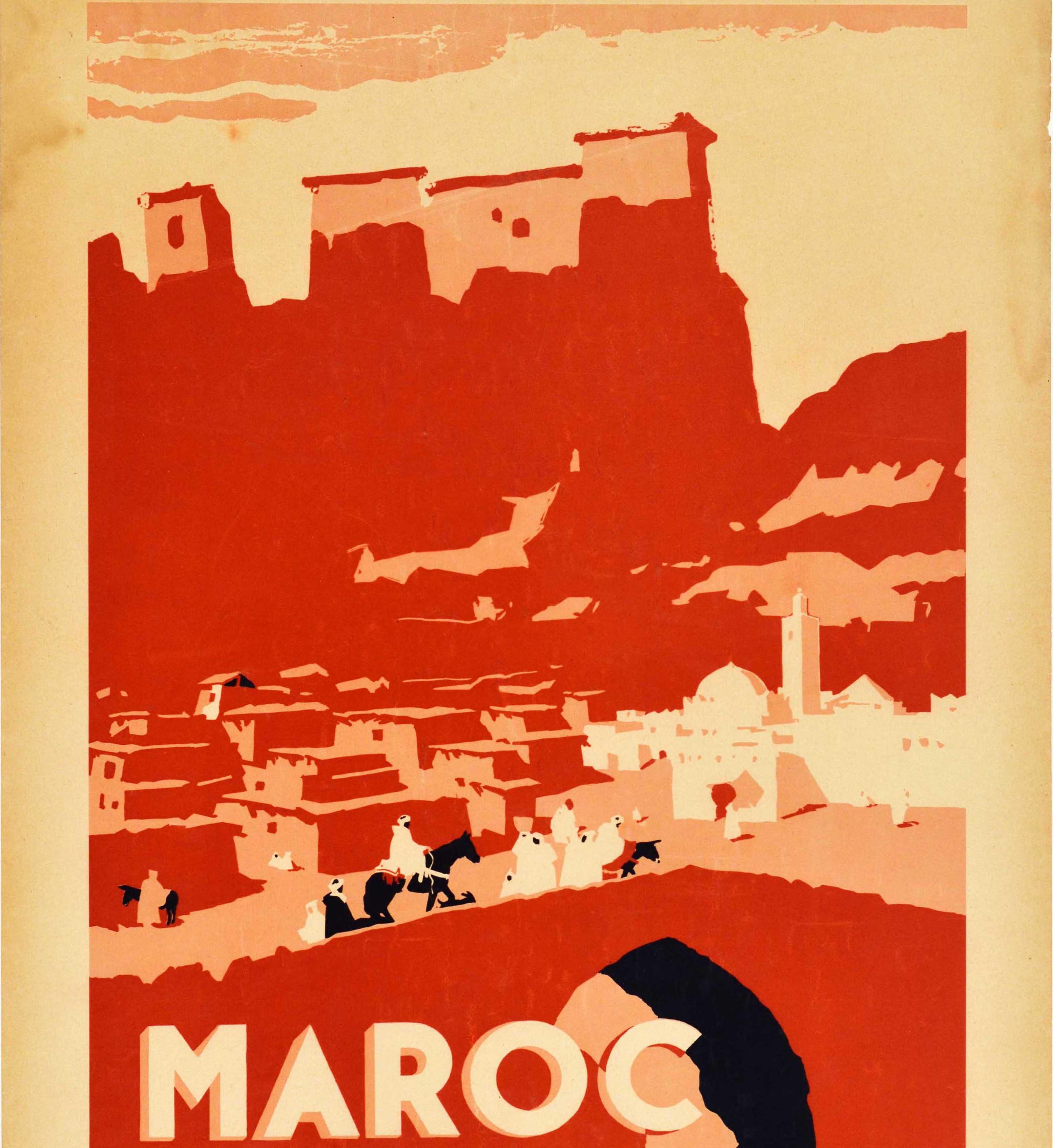 Original Vintage Travel Poster For Morocco Africa Maroc Terre De Grand Tourisme In Fair Condition In London, GB