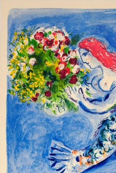 Original Vintage Travel Poster for Nice Soleil Fleurs Marc Chagall Sun Flowers