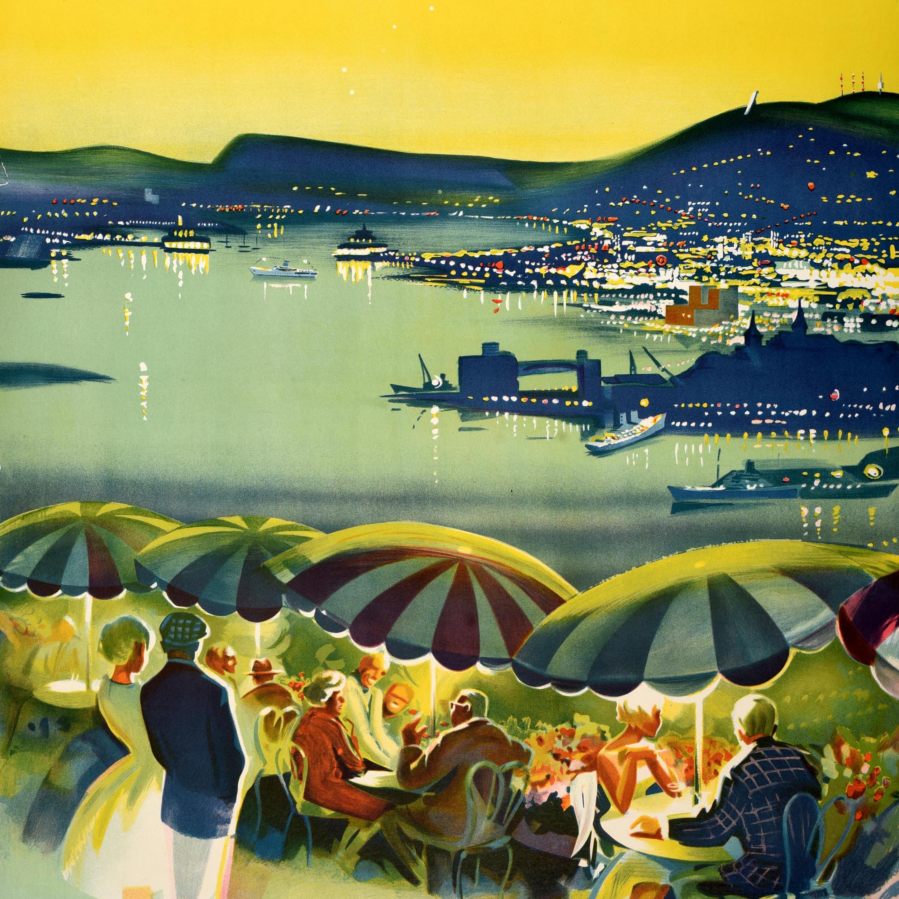 Poster di viaggio originale d'epoca Oslo Norvegia Crepuscolo nella saga ambientata in Scandinavia In condizioni buone in vendita a London, GB