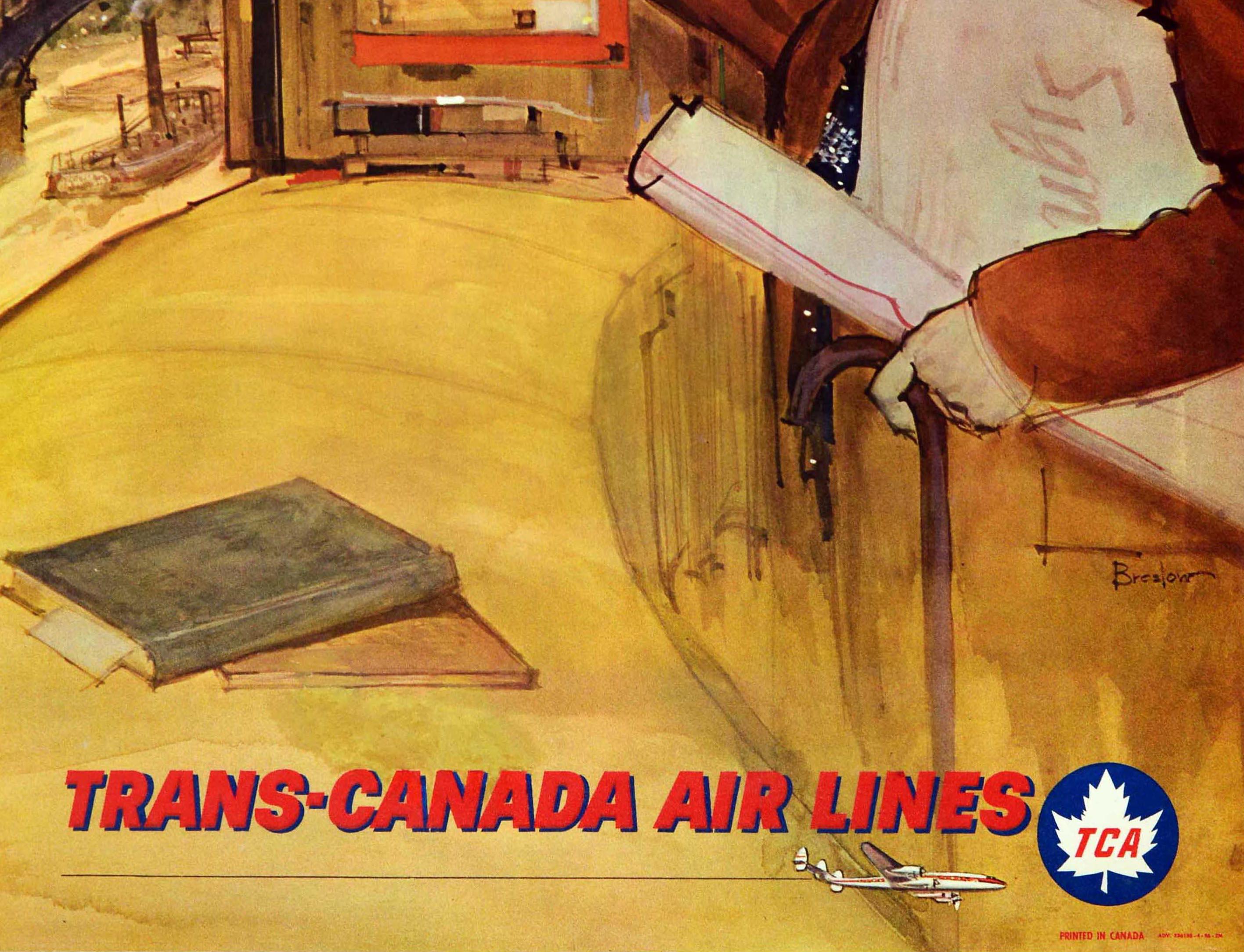 Canadian Original Vintage Travel Poster France Paris Trans Canada Airlines TCA Breslow
