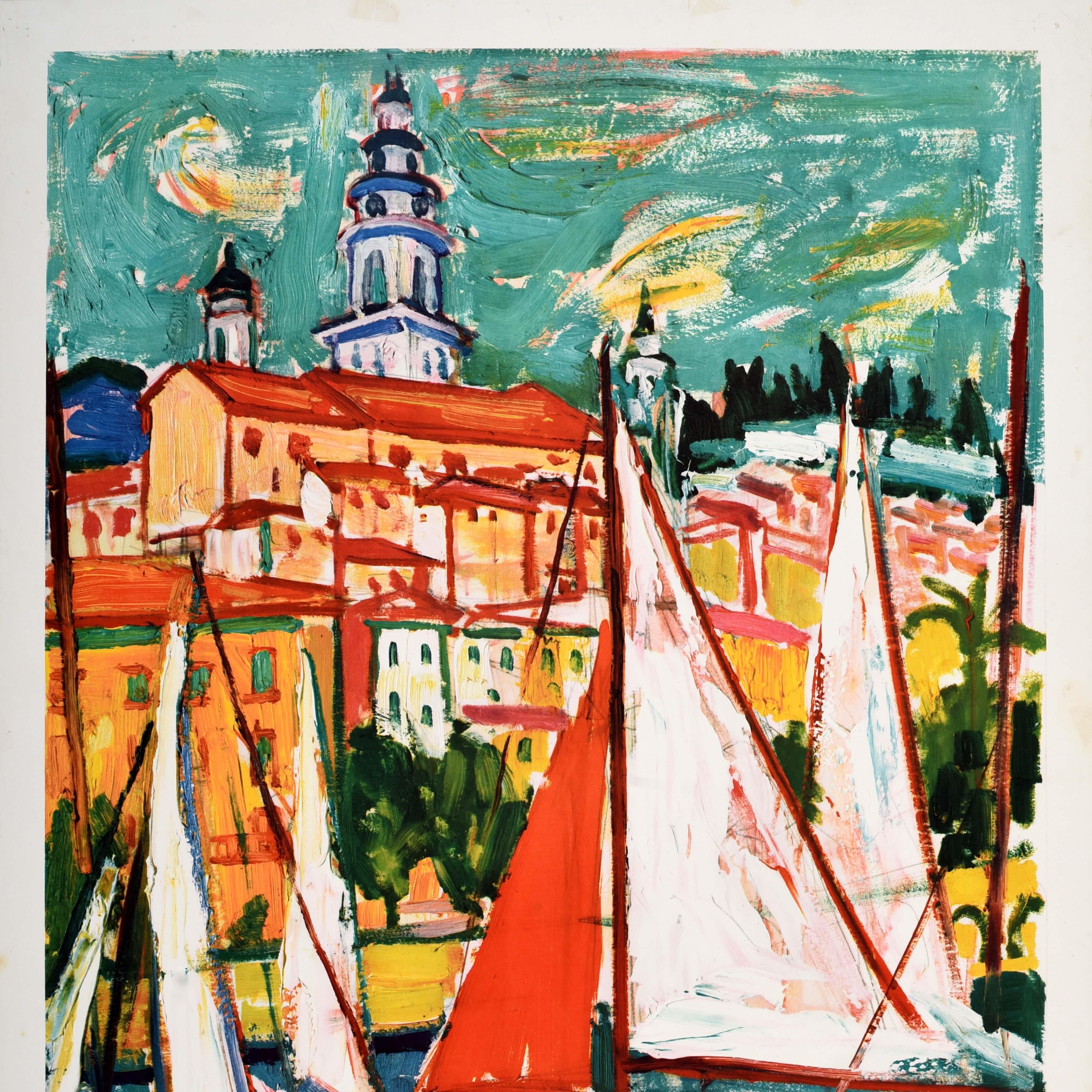 Póster de viaje original de época Riviera francesa Ferrocarriles nacionales Costa Azul Francés en venta