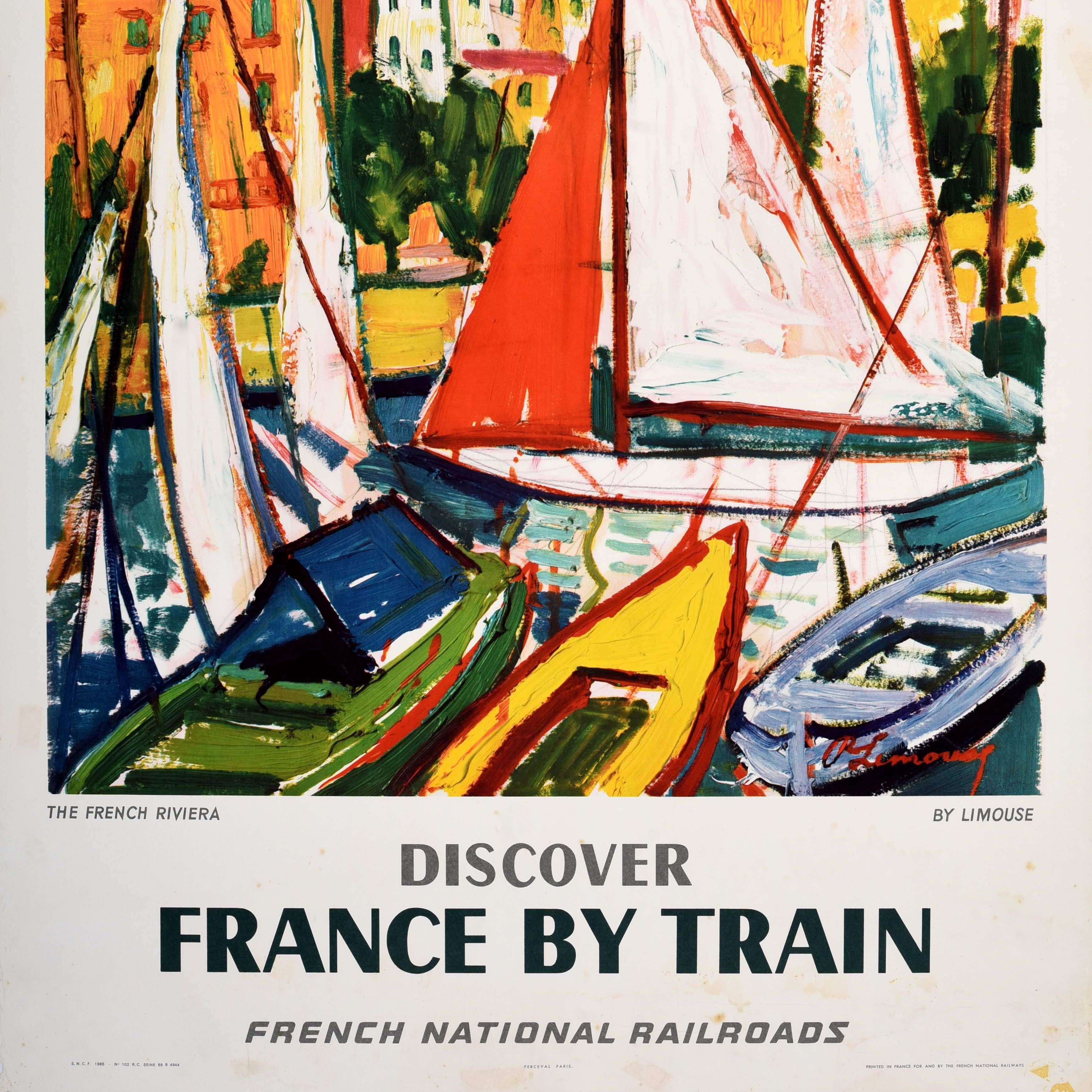Póster de viaje original de época Riviera francesa Ferrocarriles nacionales Costa Azul en Bueno estado para la venta en London, GB