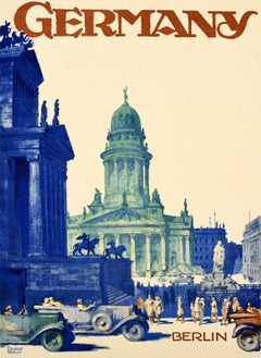 Original Vintage Travel Poster Germany Berlin Art Deco Dzubas Deutschland