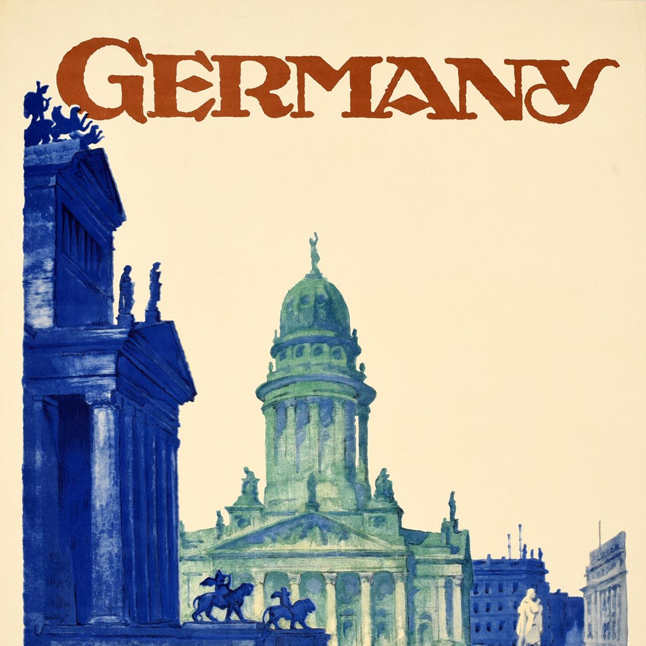 Art Déco Poster di viaggio originale d'epoca Germania Berlino Art Deco Dzubas Deutschland in vendita