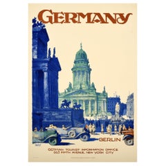 Poster di viaggio originale d'epoca Germania Berlino Art Deco Dzubas Deutschland