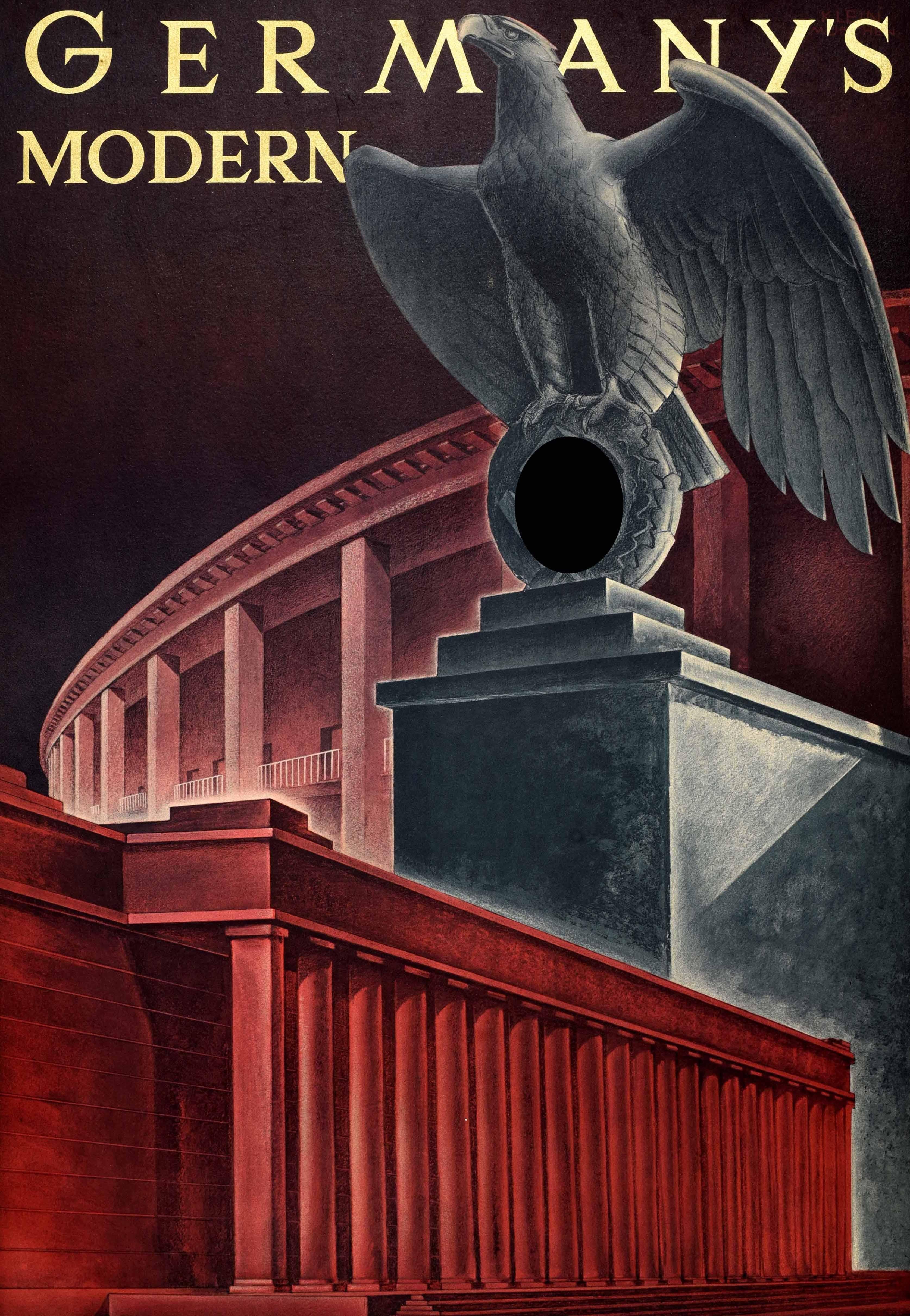 Tedesco Poster di viaggio originale d'epoca L'architettura moderna della Germania A. Klein in vendita