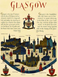 Original Vintage Travel Poster Glasgow City History Scotland Clyde River Tourism