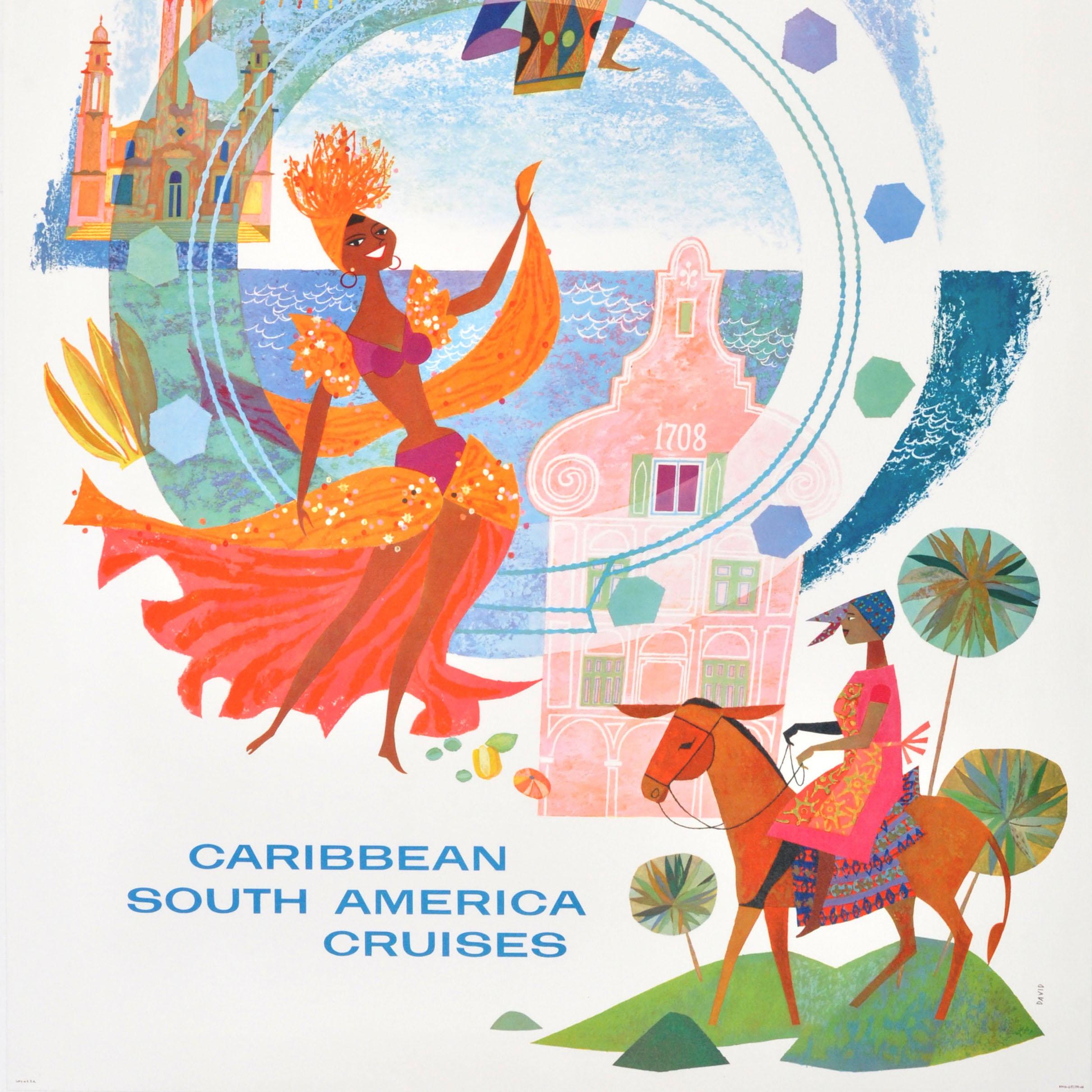 Original-Vintage-Reiseplakat Grace Line Karibik Südamerika Kreuzfahrten Klein im Zustand „Gut“ im Angebot in London, GB