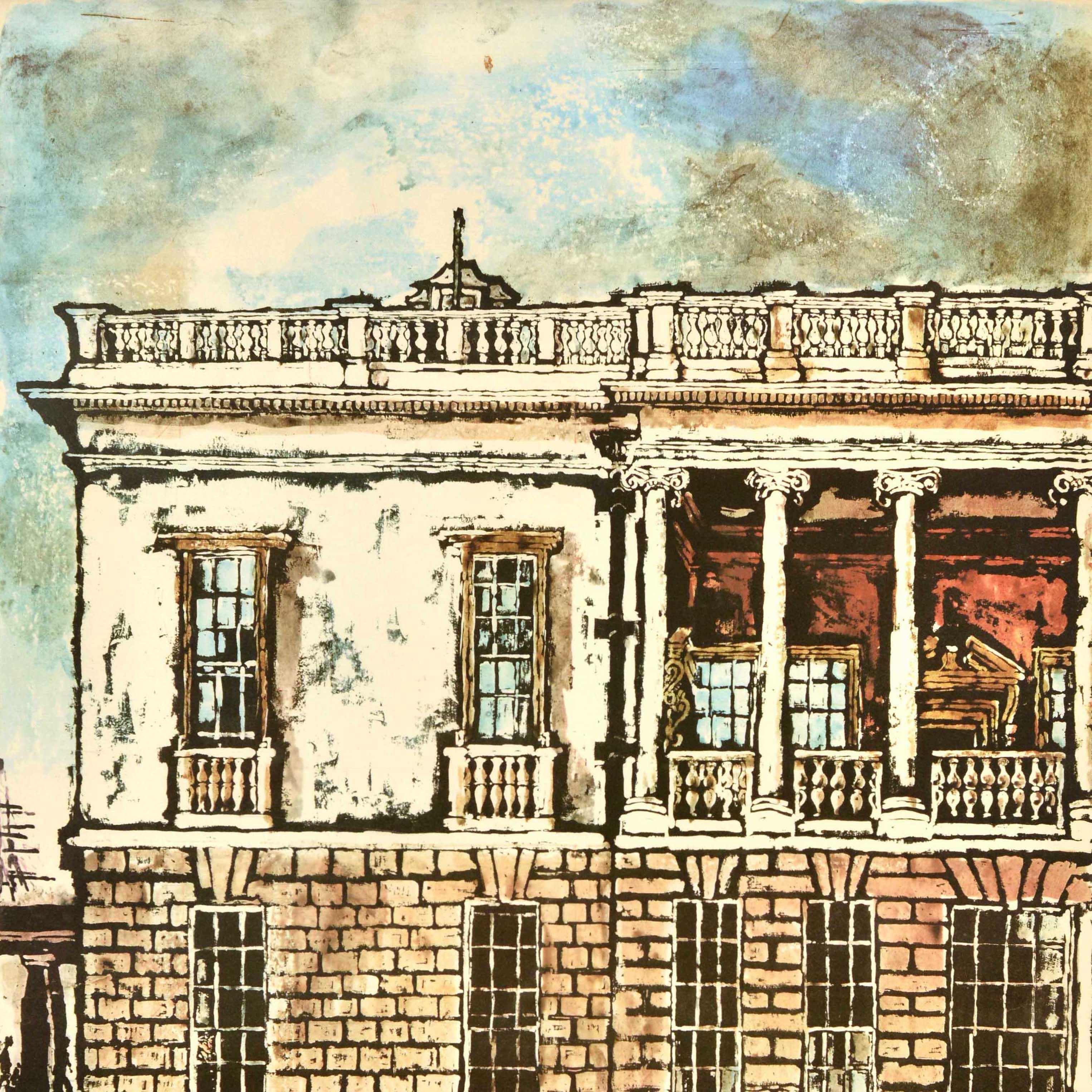 Britannico Poster di viaggio originale d'epoca Greenwich Architettura Londra Trasporti Finnie UK in vendita