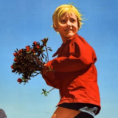 Affiche de voyage vintage d'origine Gstaad Swissair Suisse Franz Villiger Suisse