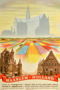 Original Vintage Travel Poster Haarlem Holland Frits Van Bemmel Netherlands