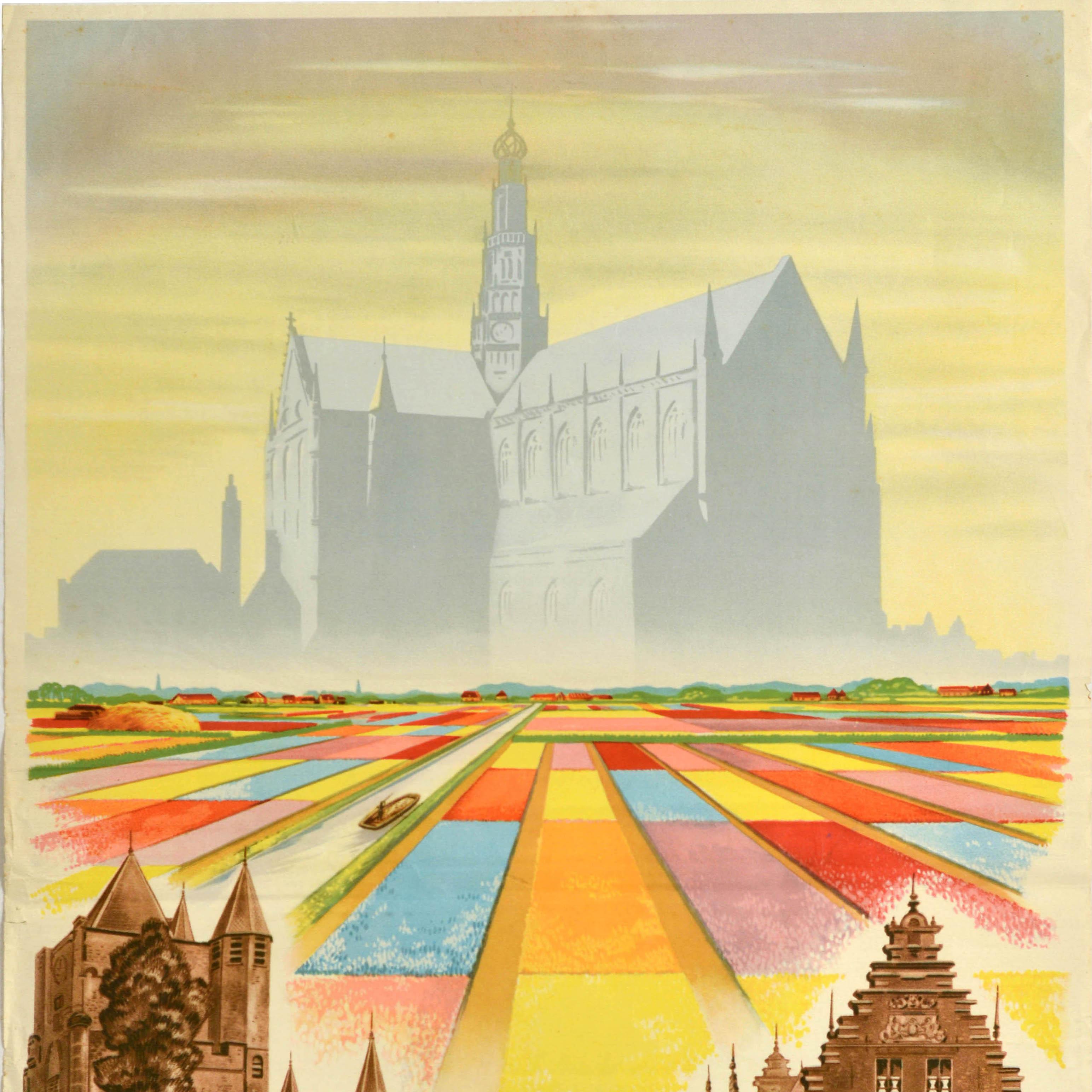 Art Déco Poster di viaggio originale d'epoca Haarlem Olanda Frits Van Bemmel Paesi Bassi in vendita