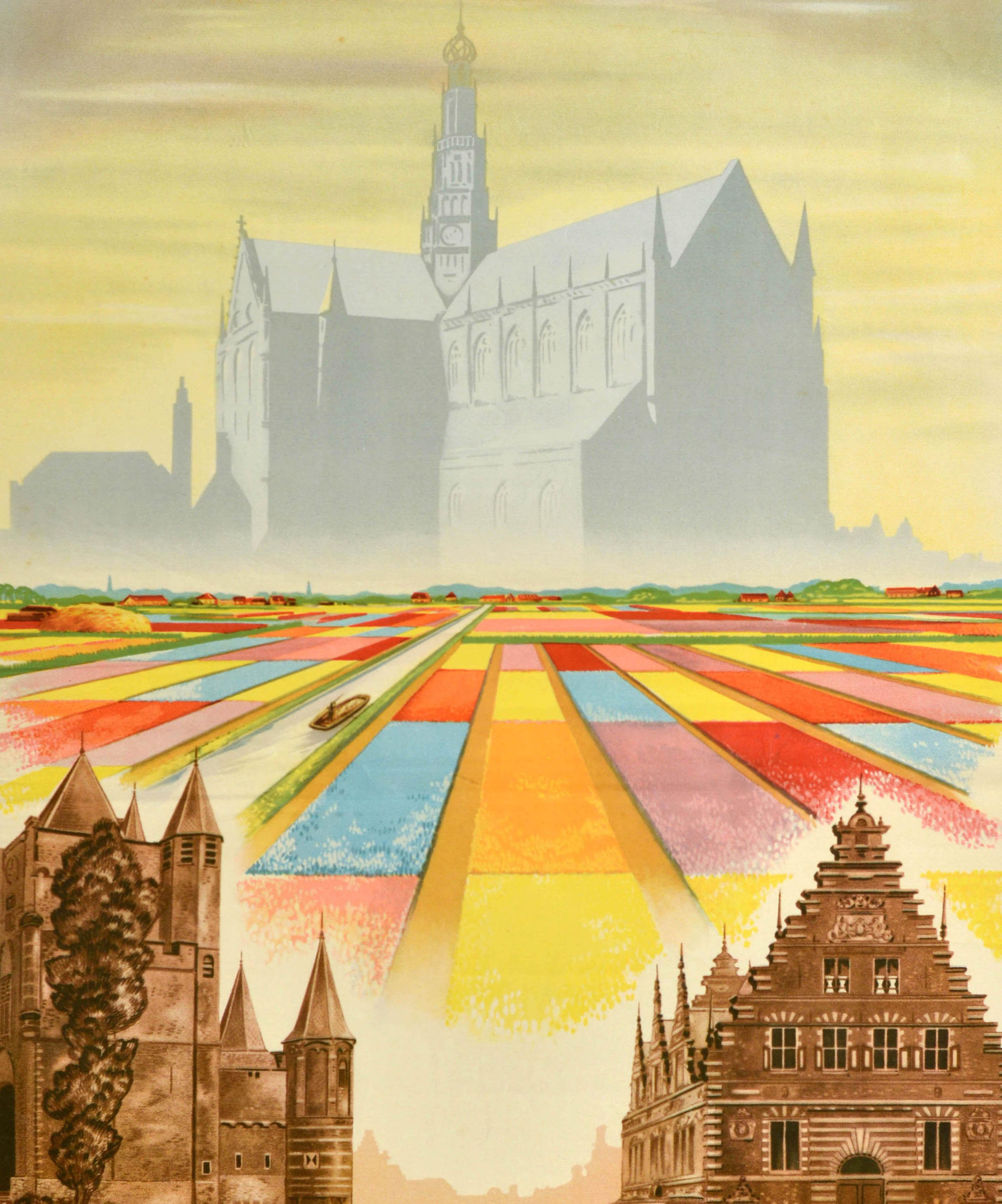 Poster di viaggio originale d'epoca Haarlem Olanda Frits Van Bemmel Paesi Bassi In condizioni buone in vendita a London, GB