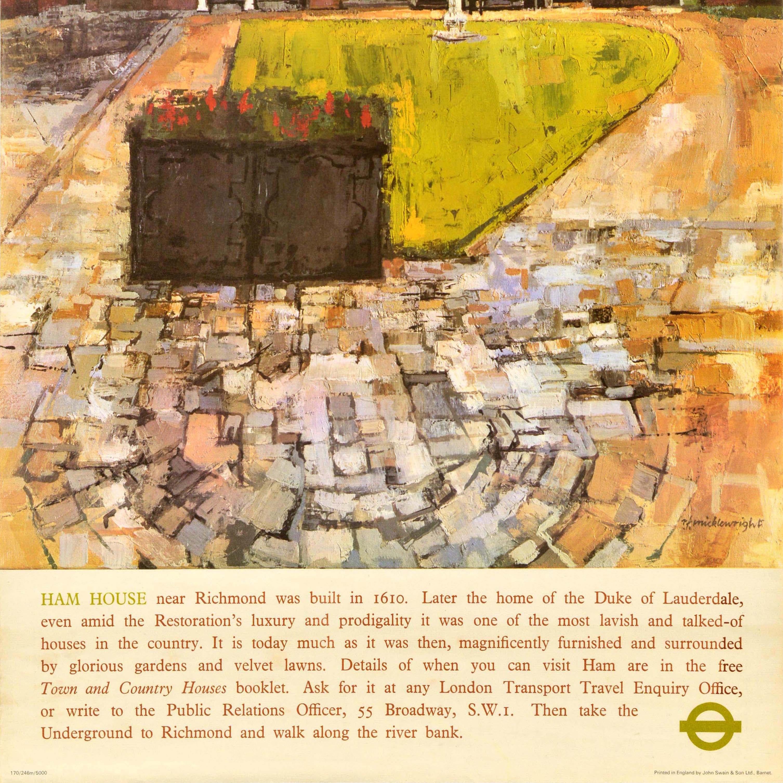Fin du 20e siècle Affiche de voyage vintage d'origine Ham House Richmond London Transport Country Walks en vente