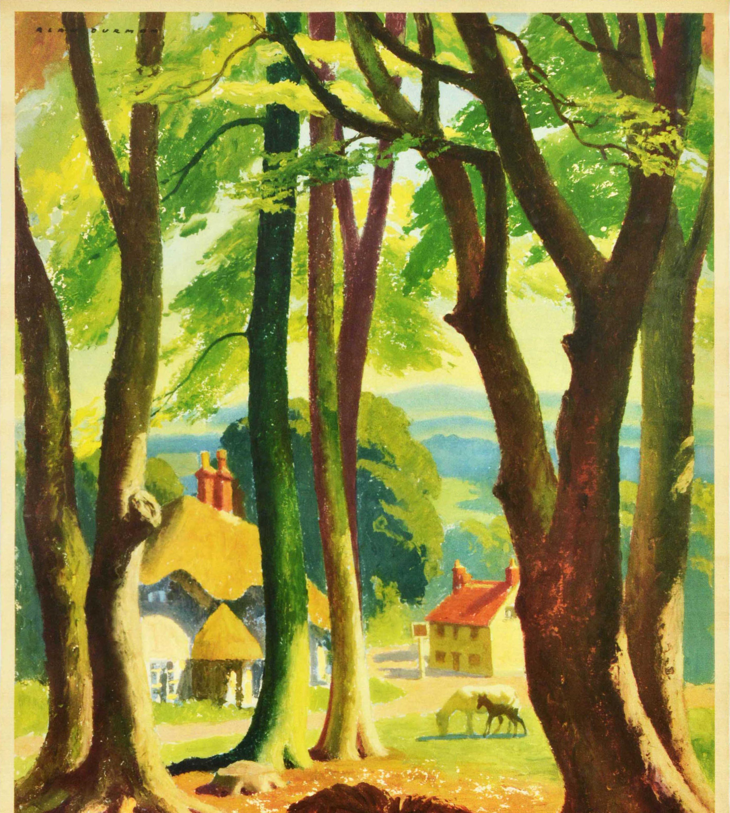 Original Vintage Travel Poster Hampshire New Forest British Railways Alan Durman In Good Condition For Sale In London, GB