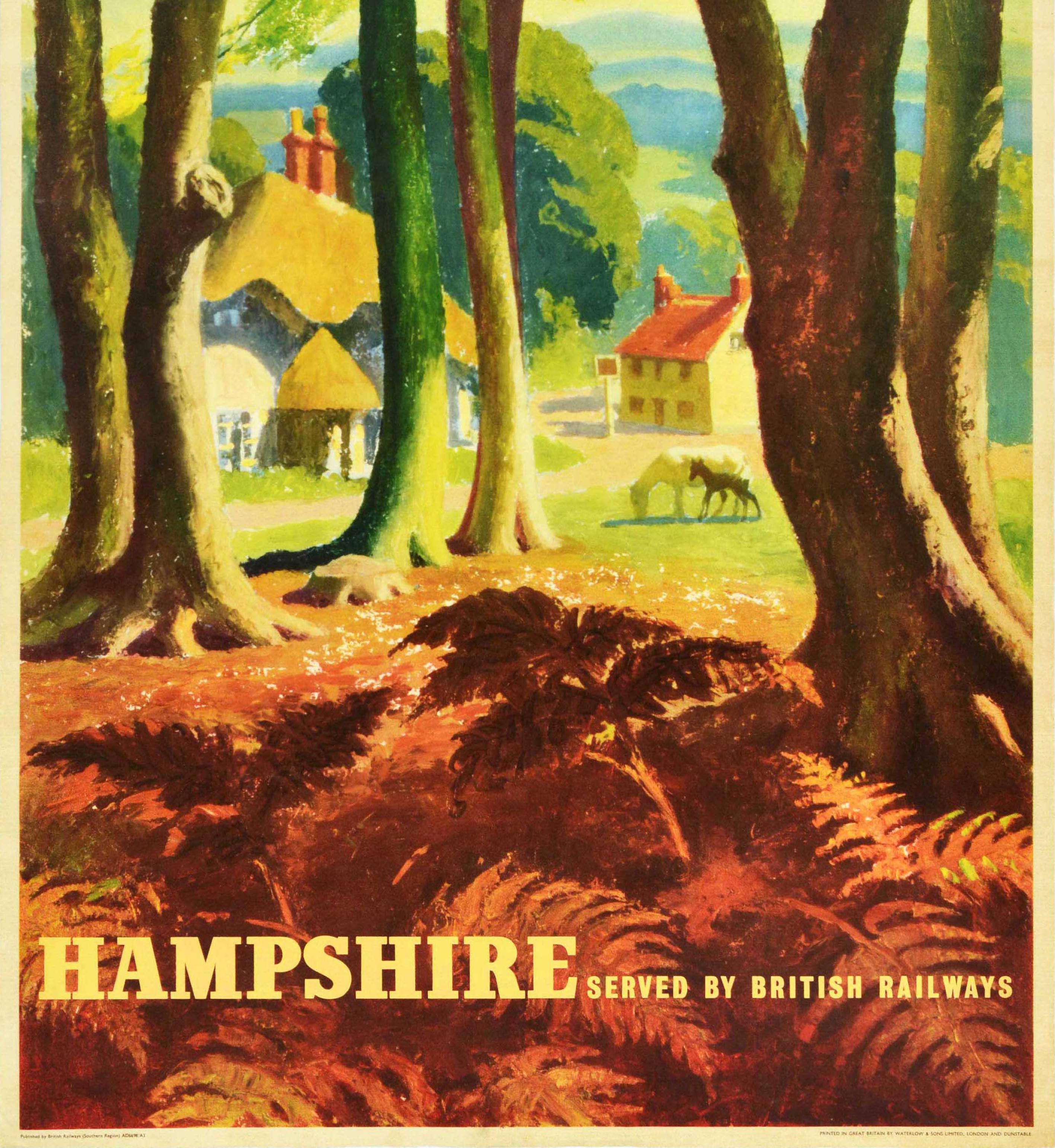 Mid-20th Century Original Vintage Travel Poster Hampshire New Forest British Railways Alan Durman For Sale