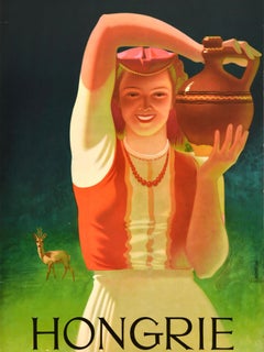 Original Vintage Travel Poster Hongrie Gyorgy Konecsni Magyarorszag