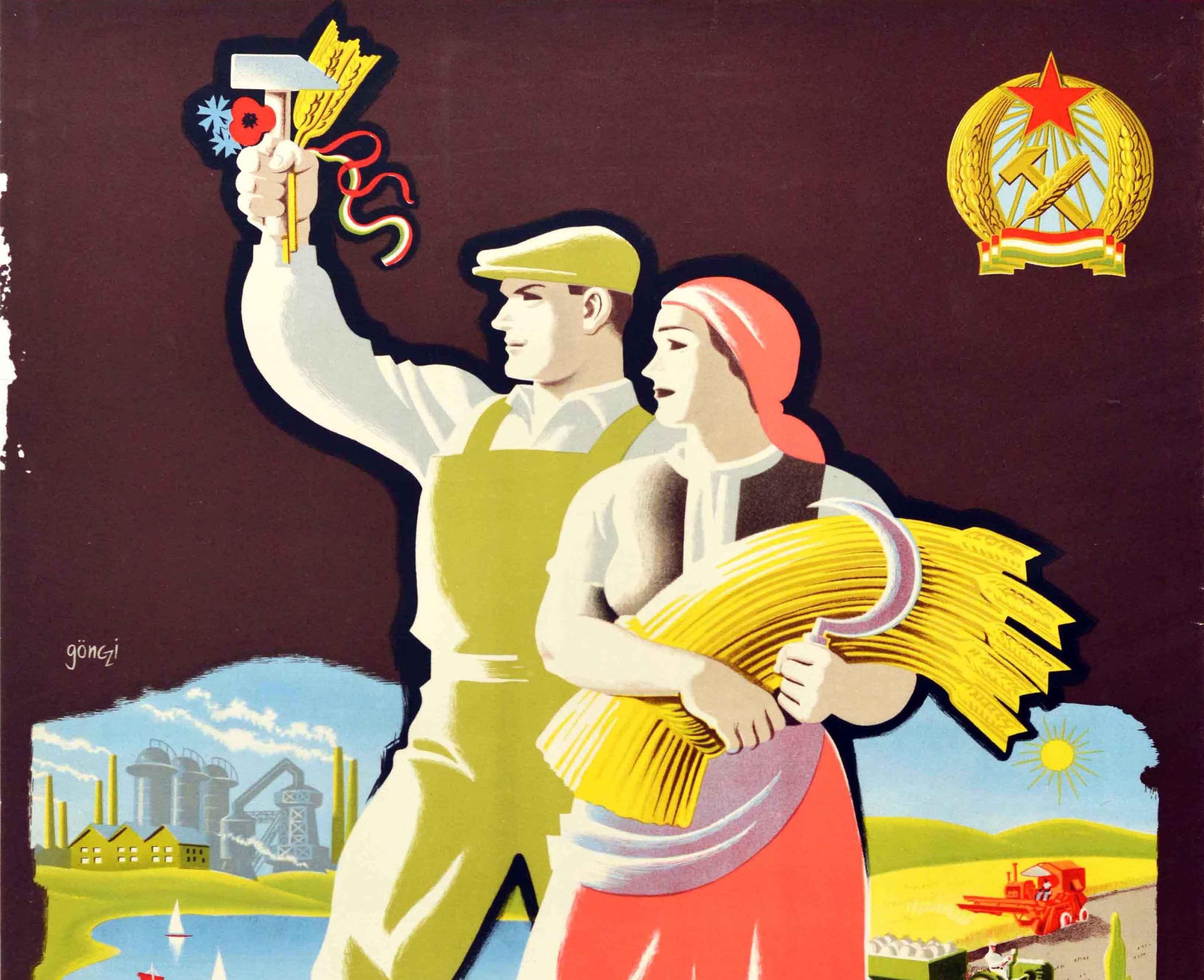 Hungarian Original Vintage Travel Poster Hongrie Hungary Wine Industry Agriculture Tourism