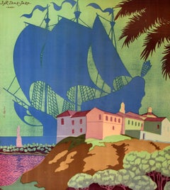 Original Vintage Travel Poster Huelva Spain Andalusia PNT Cuna De America Design