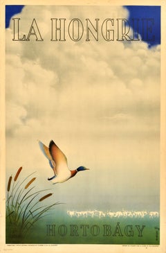 Original Vintage Travel Poster Hungary Hortobagy Hongrie Magyarorszag Konecsni