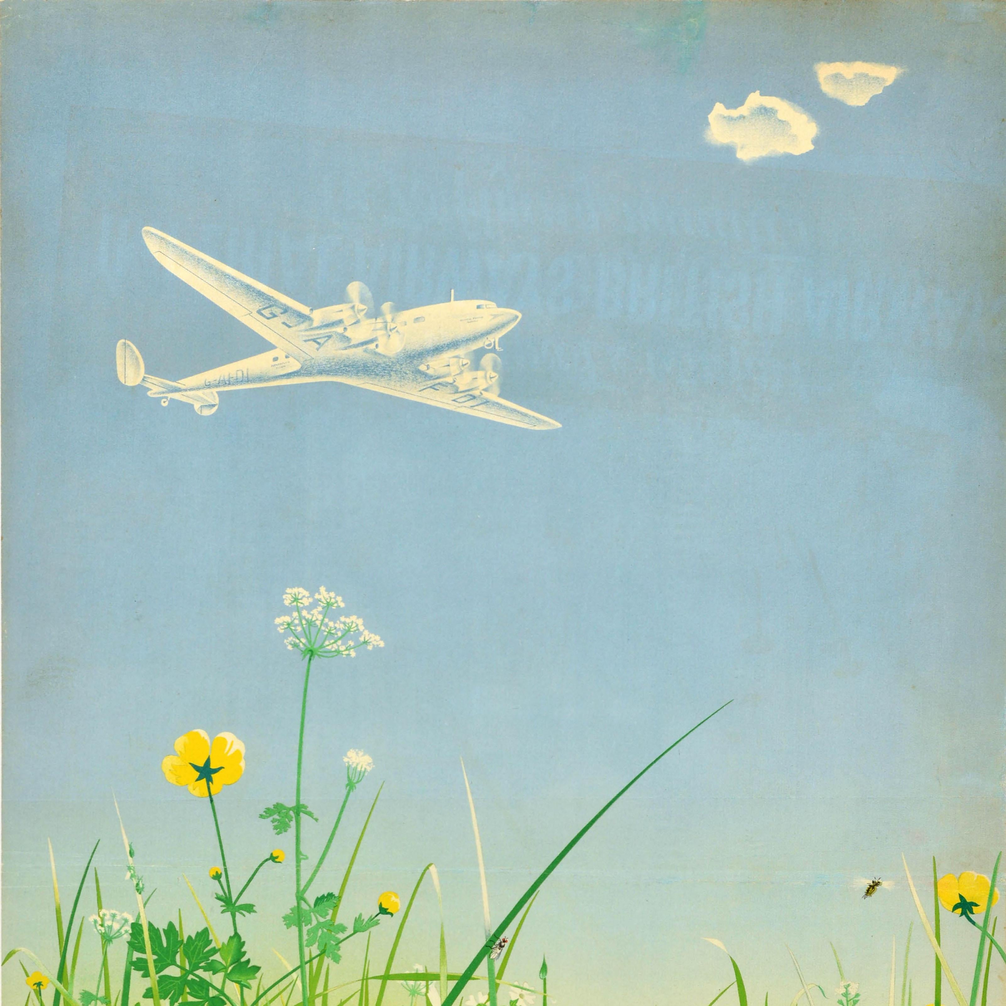 Póster de viaje original de época Imperial Airways British Airways Londres París Británico en venta
